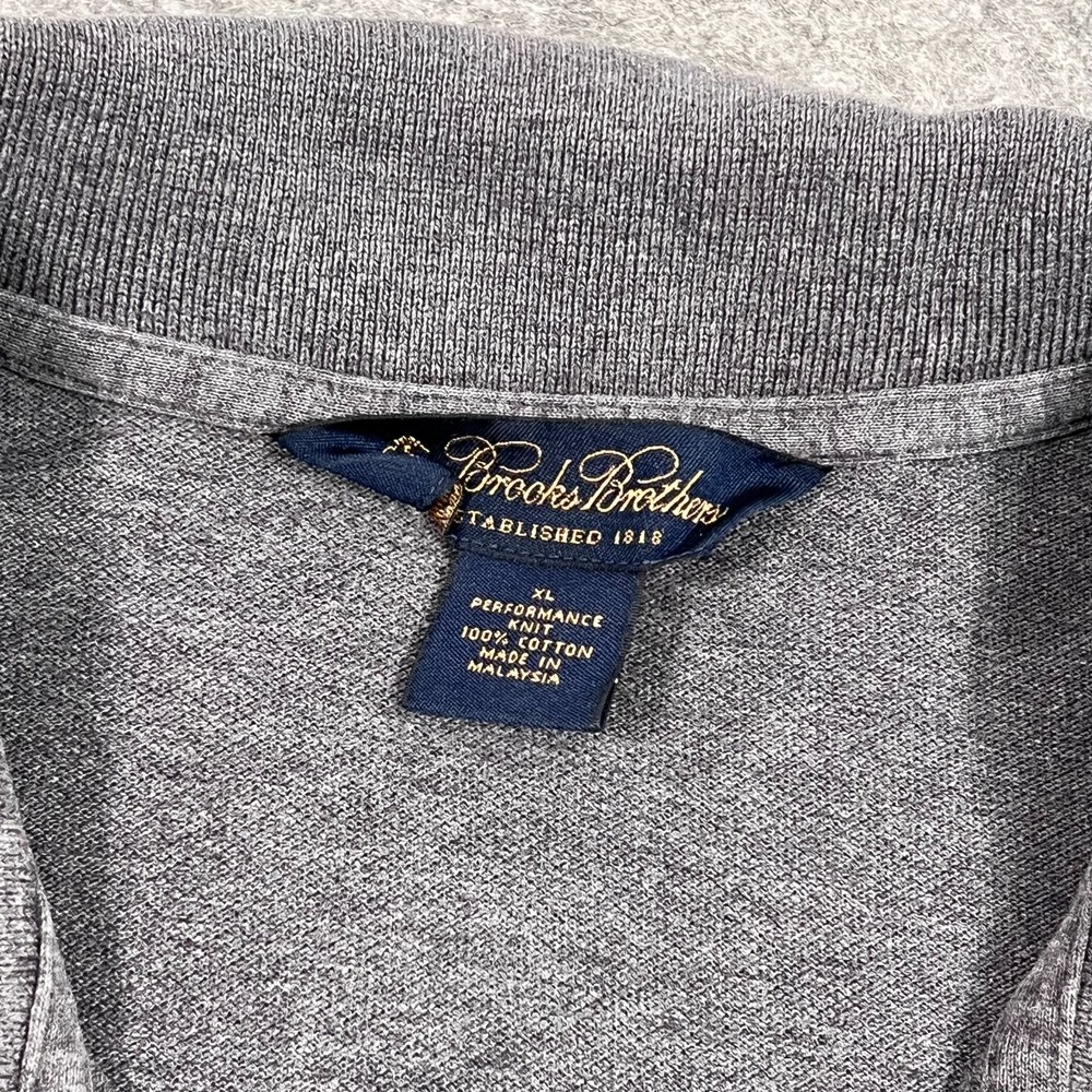 Brooks Brothers Gray Performance Knit Short‎ Sleeve Polo Shirt Men's Size XL - Picture 2 of 4